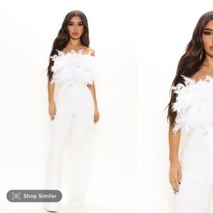 Never been worn feather jumpsuit!